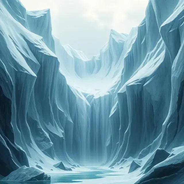 Loading screen art for the 'Grizzly's Maw' location, a dangerous area with jagged ice cliffs.