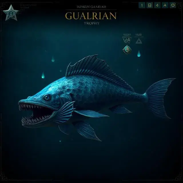 Trophy UI for the 'Sunken Guardian', a massive, ancient catfish-like creature.