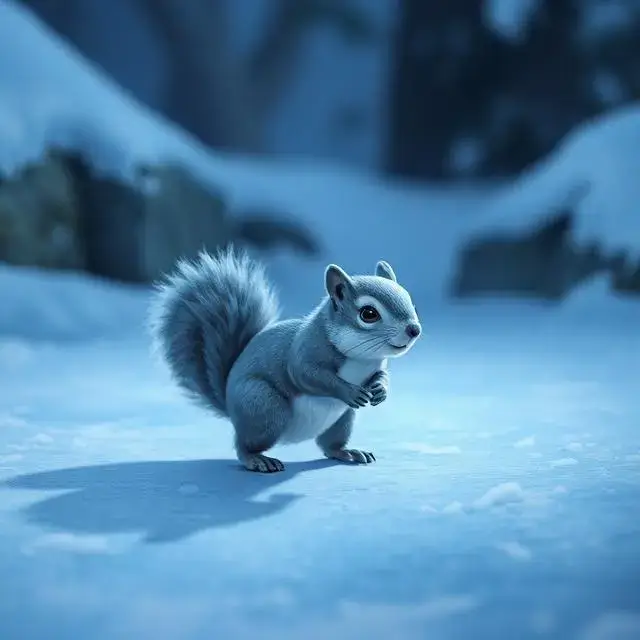 An in-game pet 'Ice Squirrel' following the player character.
